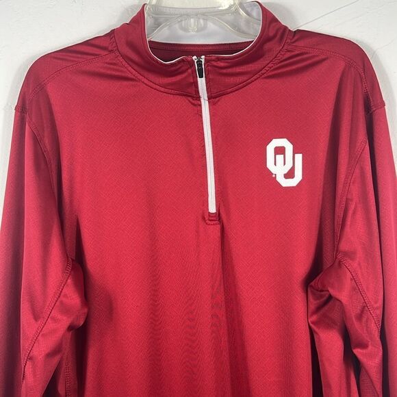 🔥🏈 OKLAHOMA SOONERS Quarter Zip Pullover Lightweight Sweatshirt Men Sz XL - EU - Picture 2 of 8